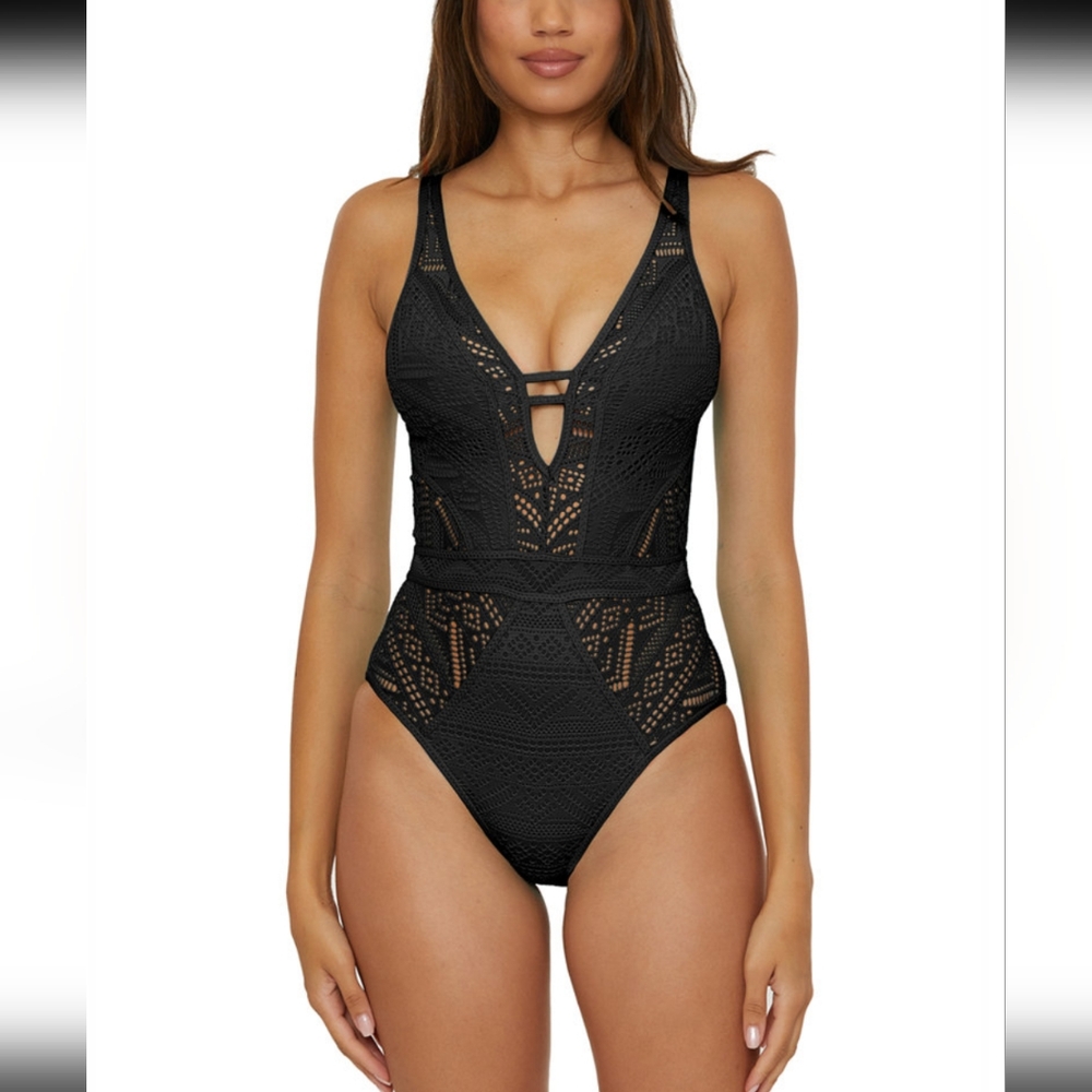 Becca Black Lace One-Piece Swimsuit